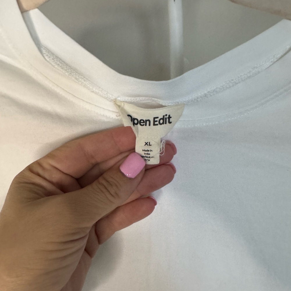 Open Edit White T-Shirt crop Womens size XL